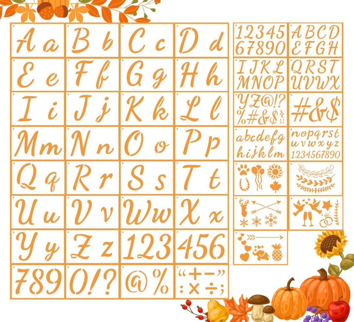 Stencils for Painting, 45 Pack, 8.27x5.52 Inch, Reusable Plastic Large Letter Stencils for Painting on Wall, Wood, Fabric, Rock, Chalkboard, Signage, Art Projects Lofivilra