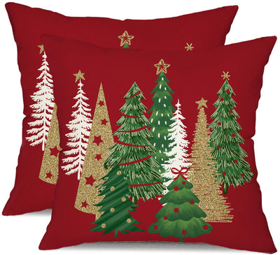 DFXSZ Christmas Pillow Covers 18x18 Inch Set of 2 Christmas Tree Decorative Red Throw Pillows Winter Christmas Decor for Home Couch TH-50C18
