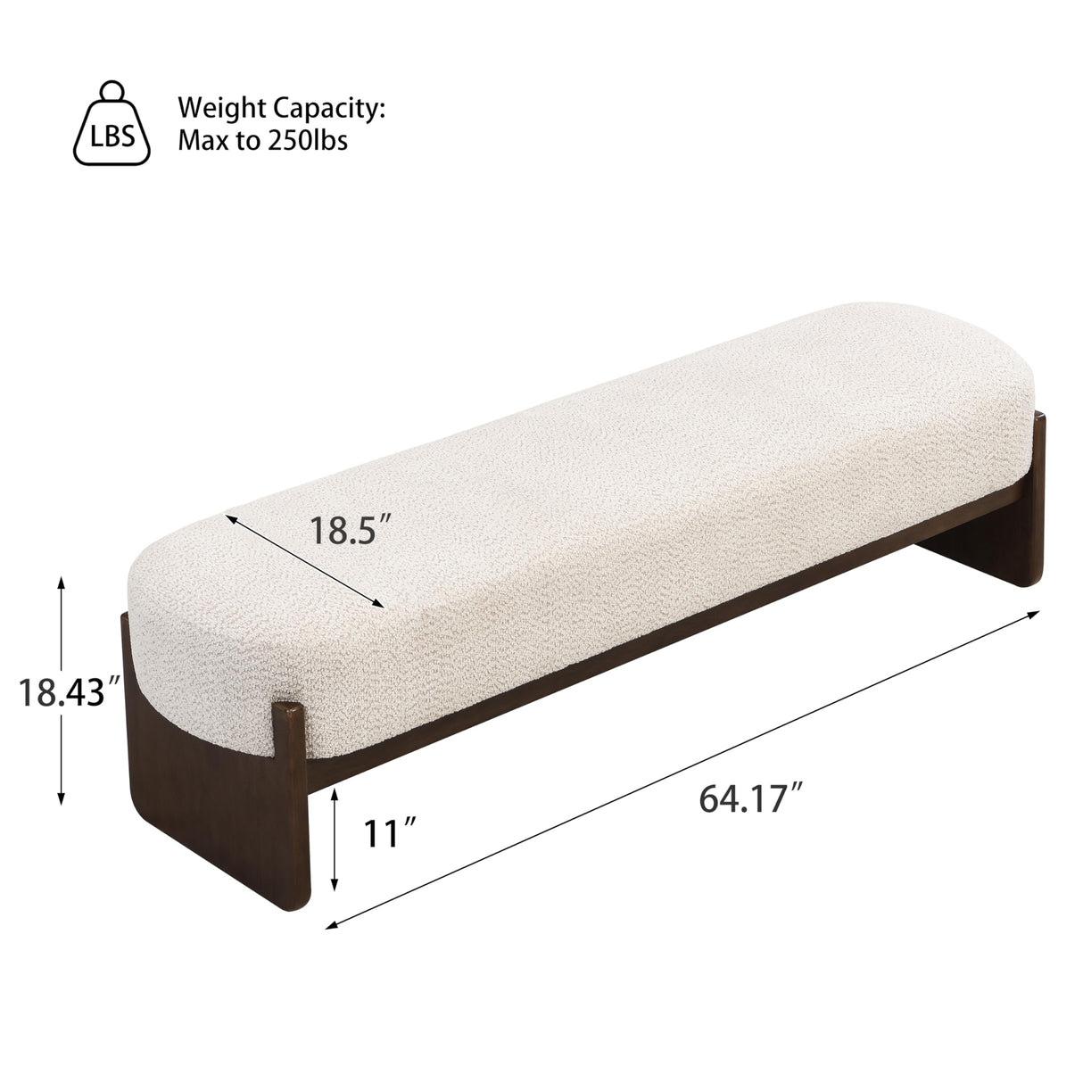 Christopher Knight Home Arden Minimalist Style Rectangular Loop Yarn Fabric Ottoman Bench, Rubberwood Frame, Entryway Bench, Living Room Sofa Extra Seat, End of Bed Footstool, Beige+Brown Christopher Knight Home