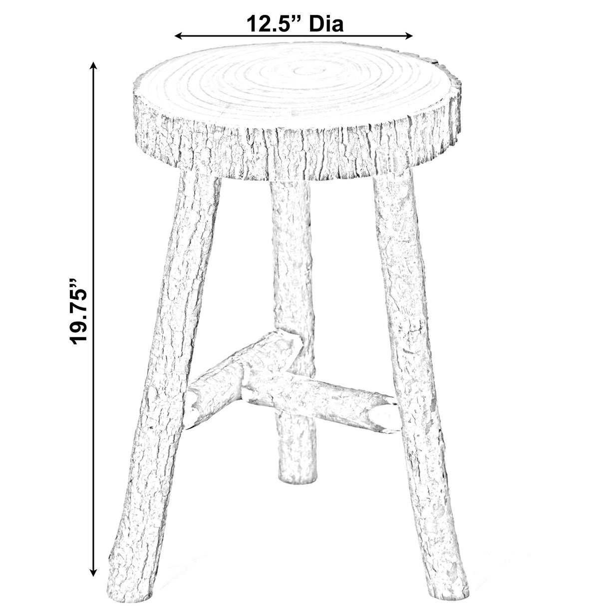 Decorative Antique Log Cabin Natural Wooden Accent Stool Side Table Vintiquewise