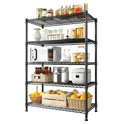 REIBII 5-Tier Wire Shelving Rack Storage Shelves Metal Shelves,1020 LBS Adjustable Heavy Duty Metal Shelving Units and Storage for Garage Pantry Bathroom 29" W X 14" D X 63" H
