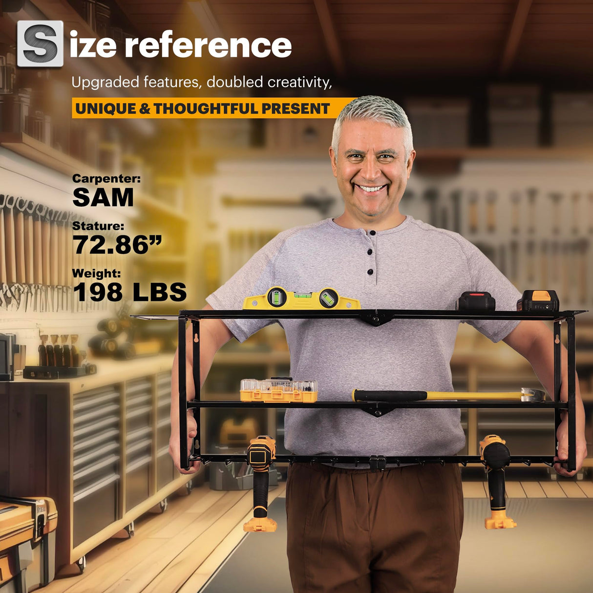 Spampur Power Tool Organizer Wall Mount with Charging Station, 8 Slots for Drill Organizer, Tool Battery Holder with 6 Outlet Power Strip, Drill Holder Heavy Duty Garage Organizers/Men's Gifts Spampur