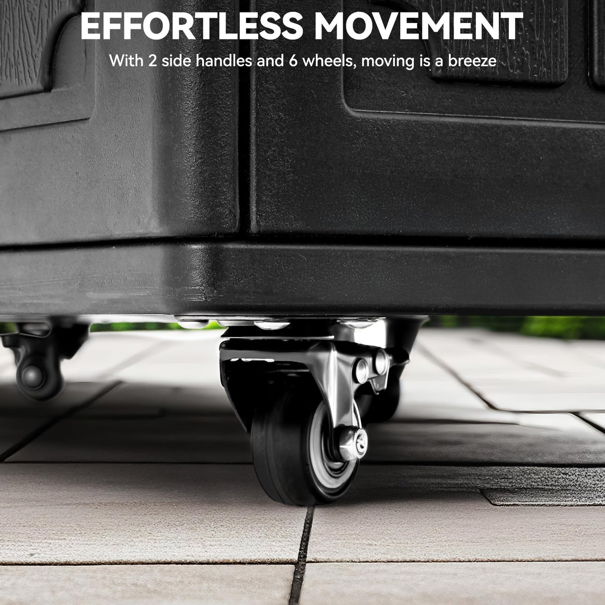 YITAHOME 90 Gallon Outdoor Storage Box with 6 Wheels, Large Double-Wall Resin Deck Box, Lockable Waterproof Outside Storage for Patio Furniture, Cushion, Pool Float, Garden Tool, Black YITAHOME