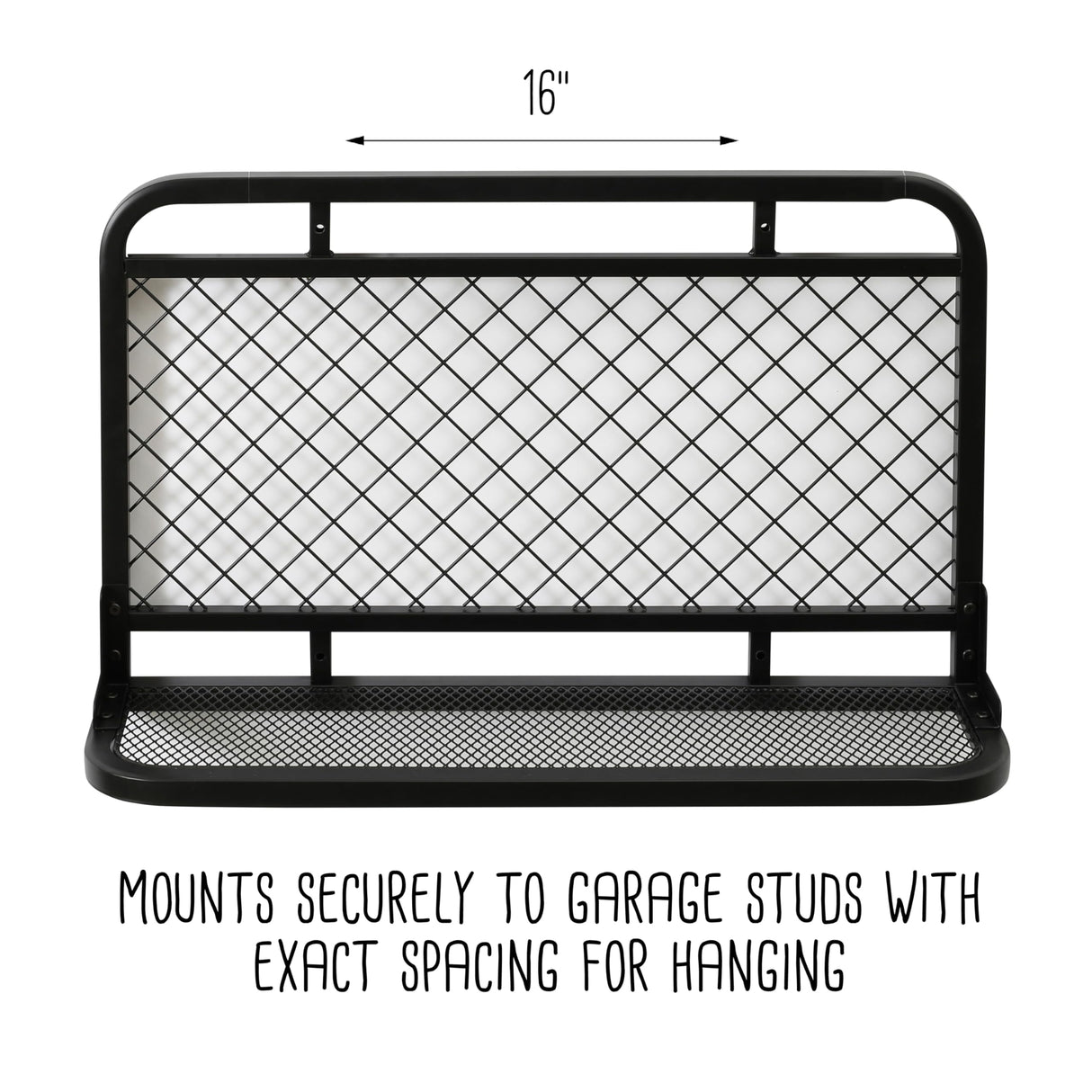 Honey-Can-Do Reversible Garage Wall Grid Shelf With Hooks, Black SHF-09837 Black Honey-Can-Do