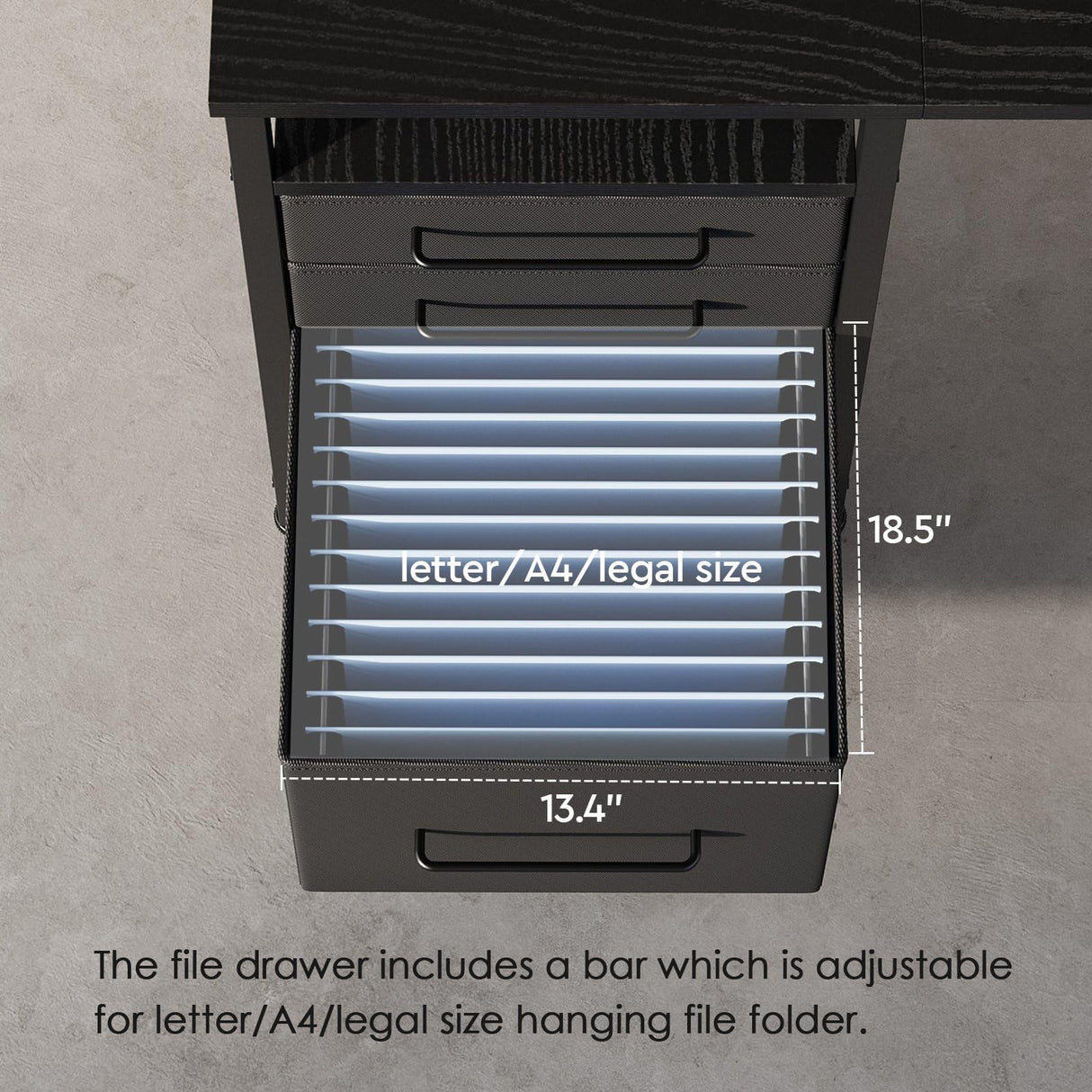 Maihail Maihail Home Office Desk with Drawers Adjustable Shelves, 59 inch Writing Desk with File Cabinet, Large Computer Desk with Storage, Vintage, Black Maihail