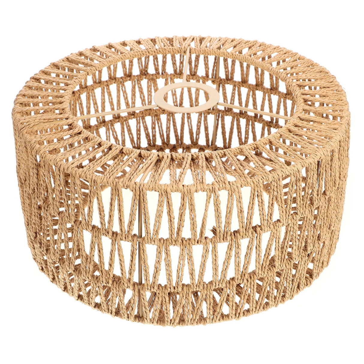 BESTOYARD Rattan Lamp Shade E27 Wicker Woven Pendant Lampshade Chandelier Light Cover Wall Lamp Bulb Cage Guard Rustic Hanging Light Fixture Spider Fitter 30x15cm BESTOYARD