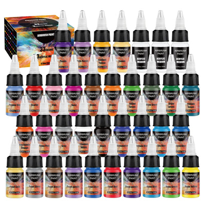 Airbrush Paint - 33 Colors Airbrush Paint Set with 3 Tinner, Plastic & Wood Acrylic Air brush Paint Kit Ready to Spray, Water-Based for Artists Beginners Hobbyist, 0.34 Fl Oz/10ml