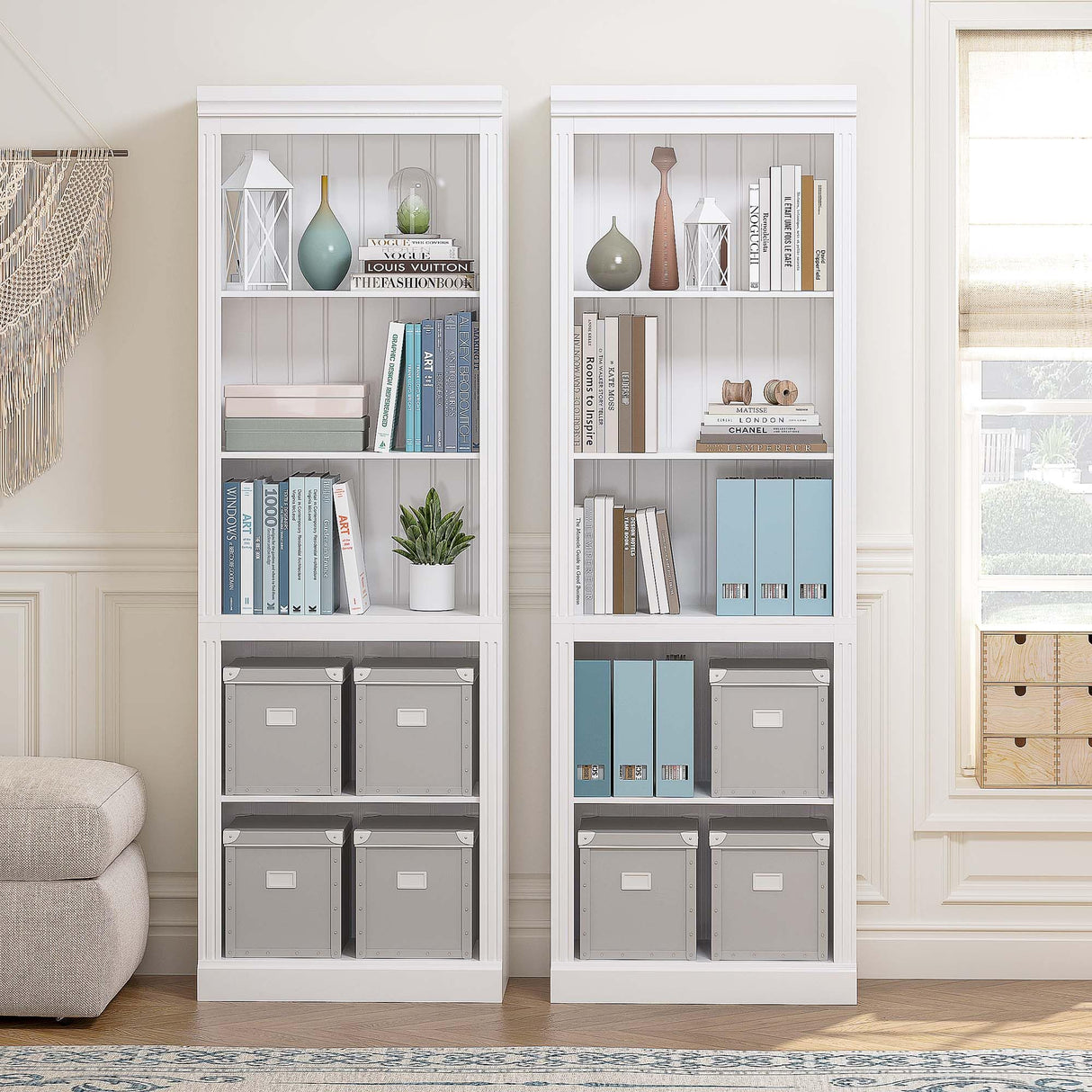 Spirich 5 Tier White Bookshelf, Tall Bookshelf with Storage, Open Wooden Book Shelf, Modern Large Bookcase for Living Room, Home Office, Dinning Room Spirich