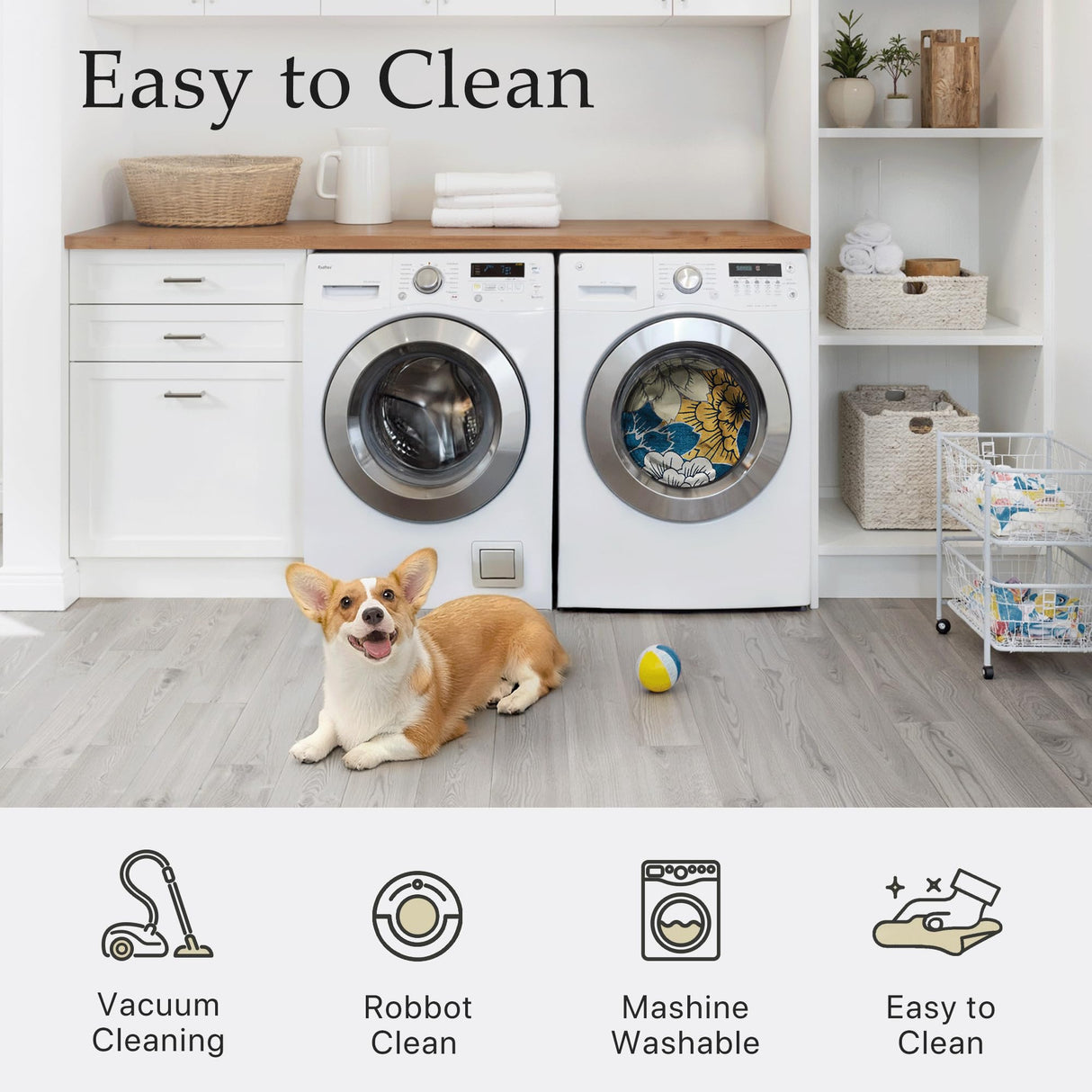 GENIMO Indoor Outdoor Area Rug 8' X 10' Waterproof, Washable Patio Rug Non Shedding, Easy Cleaning Floral Outdoor Carpet for Living Room, Bedroom, Dining Room, Balcony, Backyard, Deck, RV, Blue GENIMO