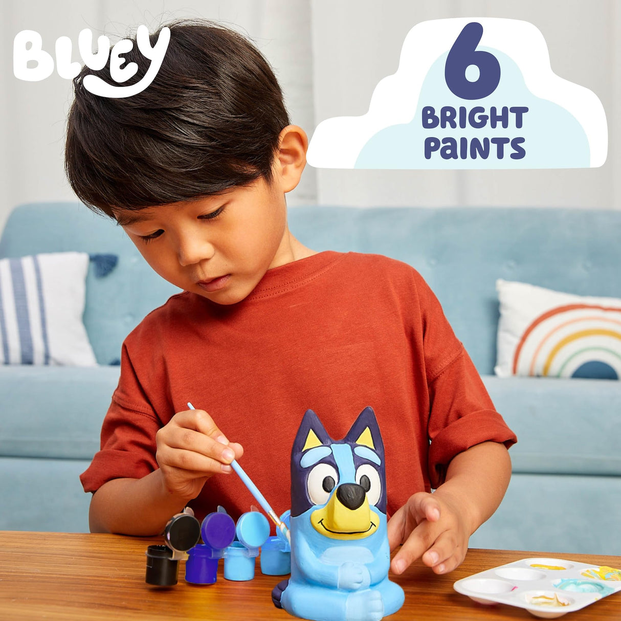 Bluey Paint Your Own Figurine, Fun Paintable Ceramic Bluey Figurine, Includes 6 Acrylic Paints, Paintbrush, Bluey Toys, Bluey Birthday Decorations, Bluey Party Favors, Kids Activities, Bluey Figures Horizon Group USA