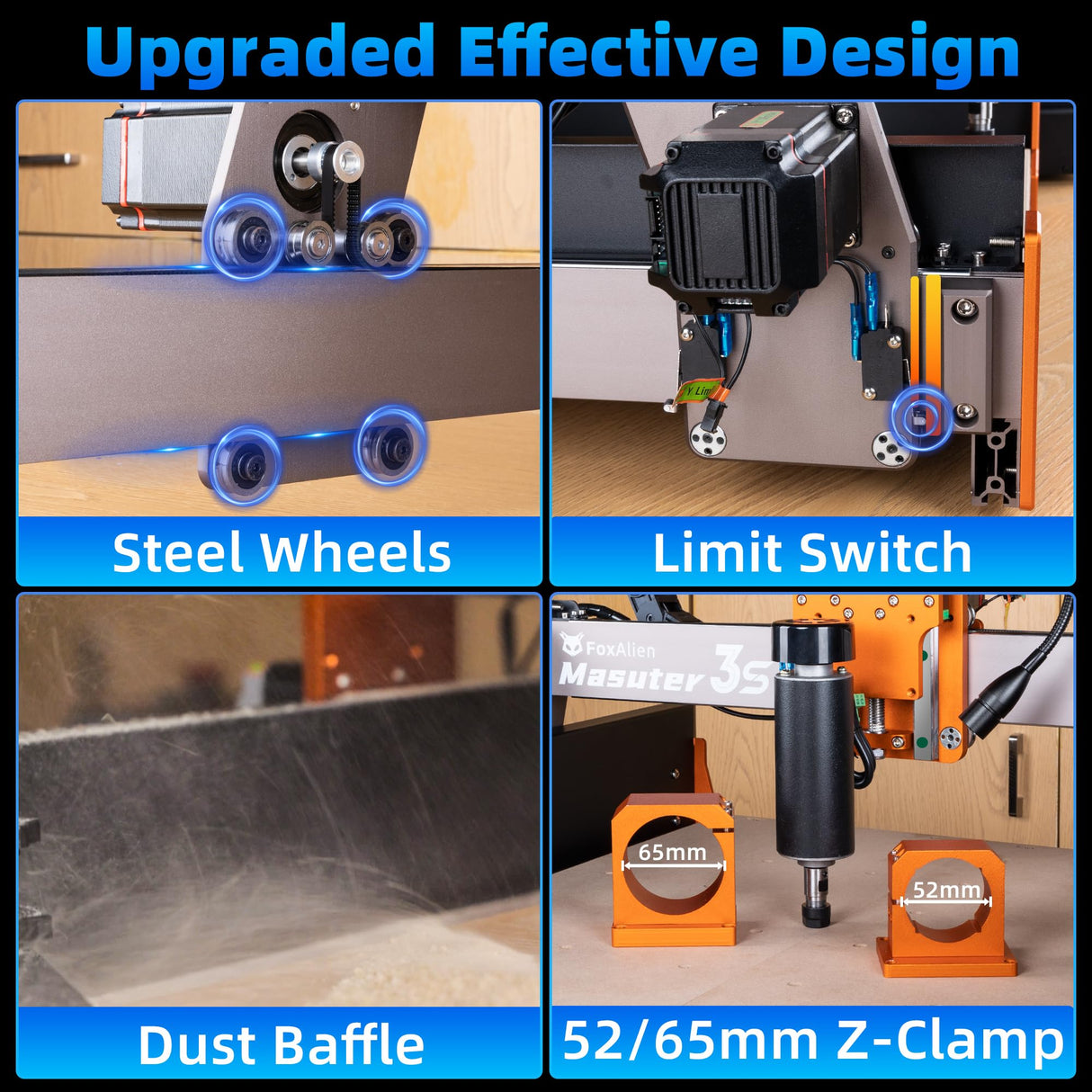 FoxAlien Masuter 3S CNC Router Machine with NEMA 23 Closed-Loop Stepper Motor, 400W Spindle 3 Axis Engraving Milling Machine for Wood Acrylic Aluminum Carving Cutting FoxAlien