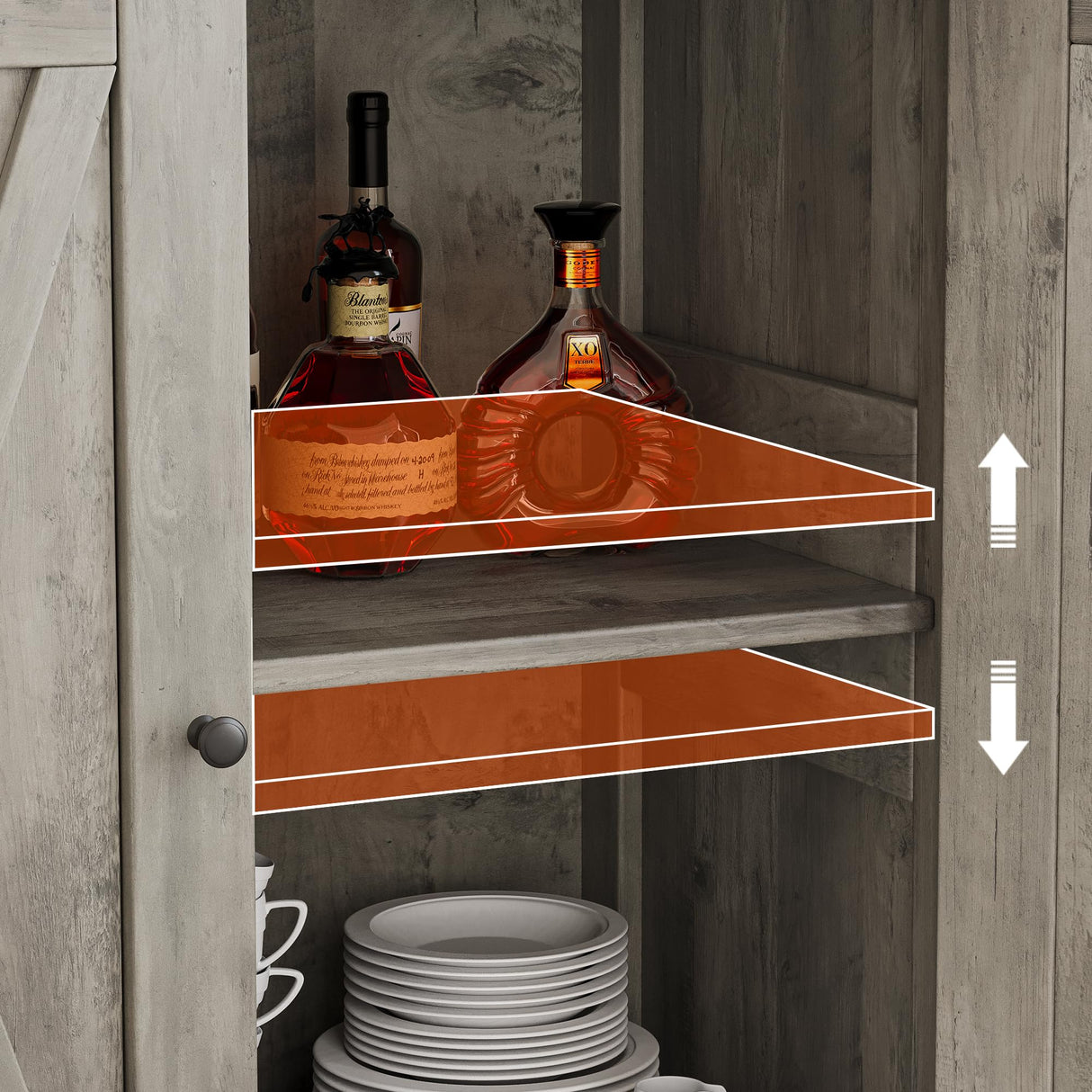 IDEALHOUSE Buffet Cabinet Farmhouse Storage Cabinet with Doors and Shelves, Buffets and Sideboards Entryway Cabinet with Storage Accent Console Cabinet for Living Room, Dining Room (Rustic Grey) IDEALHOUSE