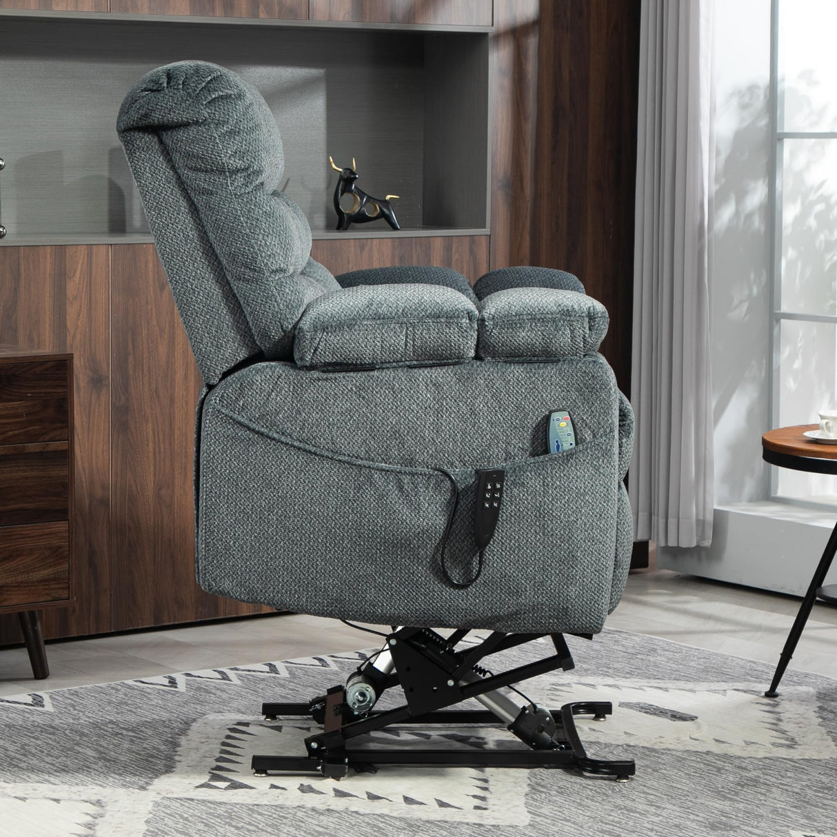 JUUXO 3-Motor Lift Chair with Adjustable Seat Height Zero Gravity Lay Flat Recliner with Heat Massage, Big Man Lift Recliners 400 lbs for Elderly Storage Cup Holders, Tall Man Recliner JUUXO