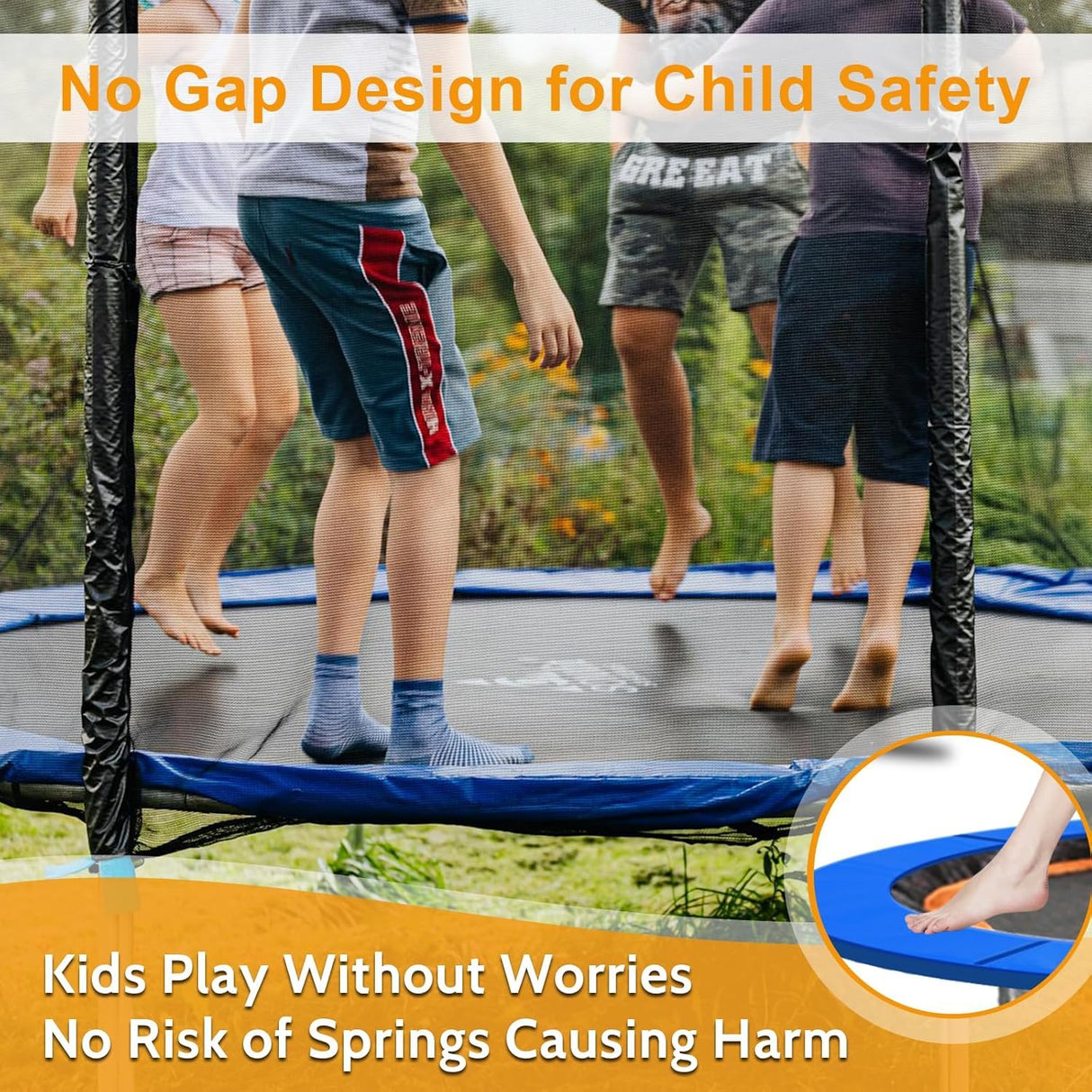 16ft Trampoline Pad Replacement, Trampoline Spring Cover No Hole Trampoline Pole Pad Waterproof UV Resistant Safety Pad Hedday