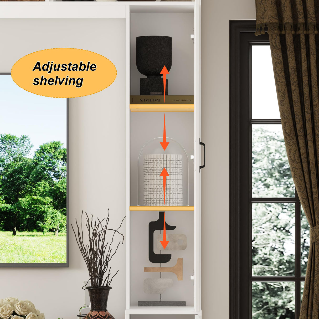 ECACAD Wall Unit Media Console Entertainment Center with 12 Doors, Large TV Stand Set with Tempered Glass Doors and Adjustable Shelves for Living Room, White (96.9”W x 15.7”D x 78.7H) ECACAD