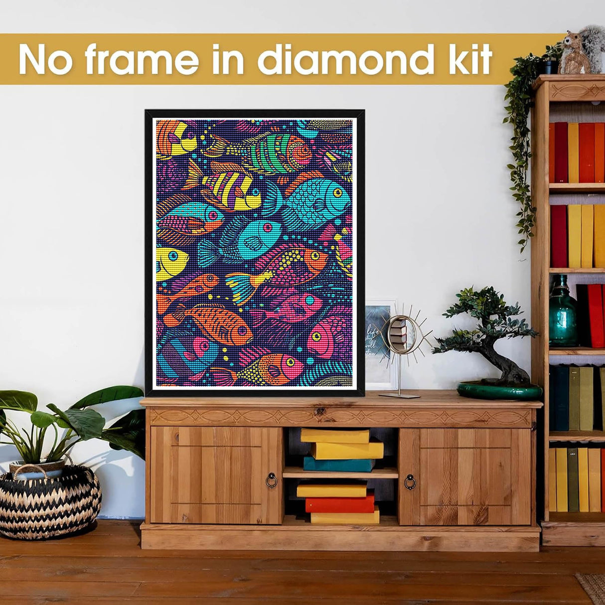 Bimkole 5D Diamond Art Kits for Adults Fish, Full Drill DIY Rhinestone Embroidery Set Paint with Diamonds Art by Number Kits Cross Stitch Home Wall Craft Decoration 12x16 Inch Bimkole