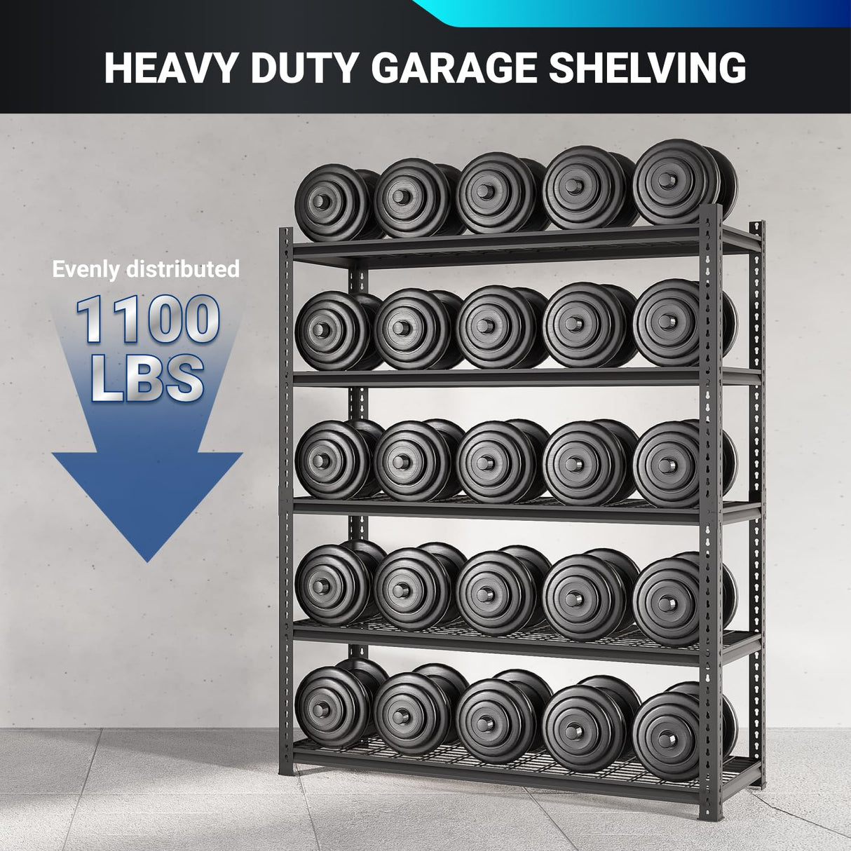 FLEXIMOUNTS Garage Shelving, Storage Racks and Shelving, Basement Storage Shelves, Garage Storage Shelves, 5-Tier Metal Shelf, 48" W x 24" D x 72" H, 2 Pack FLEXIMOUNTS