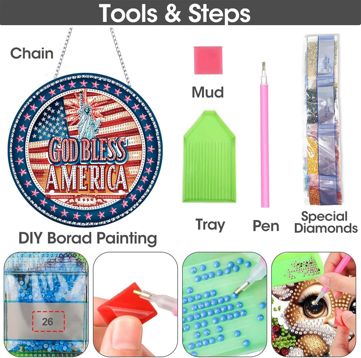 SKRYUIE Hanging Diamond Art Kits for Adults Pendant Statue of Liberty, Special Shaped Crystal DIY Diamond Painting Kit, Acrylic Board Wreath Pendants Double Sided, Home Decor 7.48 x 7.32 Inch c10 SKRYUIE