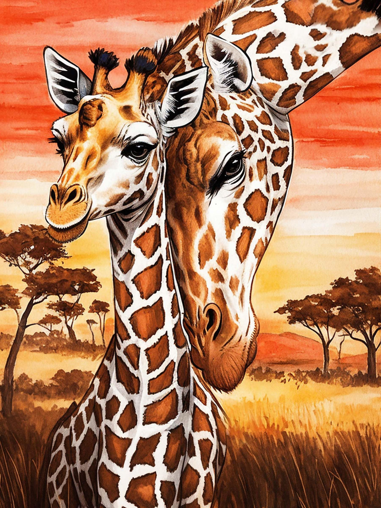 VAIIEYO Diamond Art Kits for Adults Giraffe, Diamond Painting Animal, Paint by Numbers Oil Painting Full Drill Round Rhinestone Craft Canvas for Home Wall Decor Gift 12x16 inch VAIIEYO
