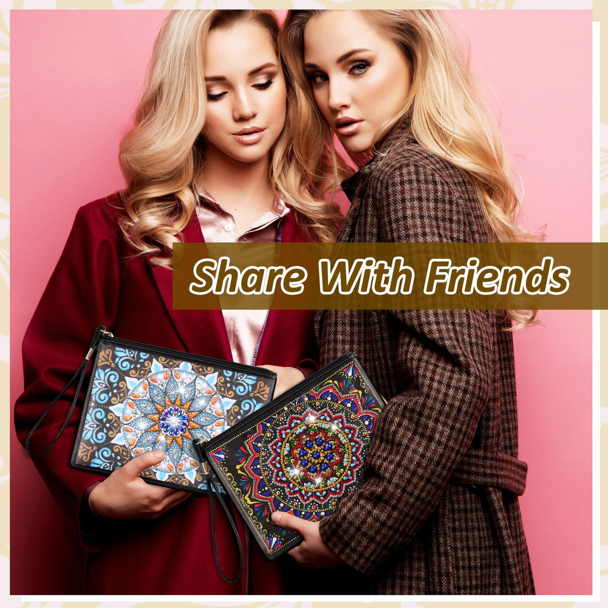 Silkfly 6 Pcs Diamond Painting Purses Clutch DIY Diamond Handbag PU Leather Painting Bags 5d Handmade Wristlet Wallet with Strap and Zipper for Women Gift(Mandala Style) Silkfly