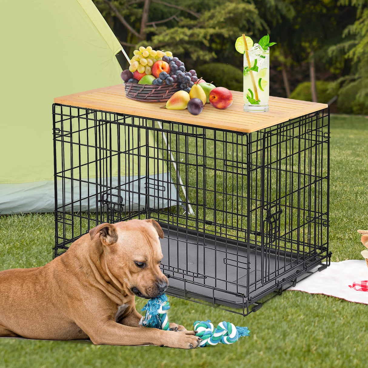 OIEKUN Dog Crate Topper -Dog Crate 24 inch Compatible with 24inx18in Dog Crate,Table Topper Collapsible Dog Kennel Topper for Decorative Dog Crate OIEKUN