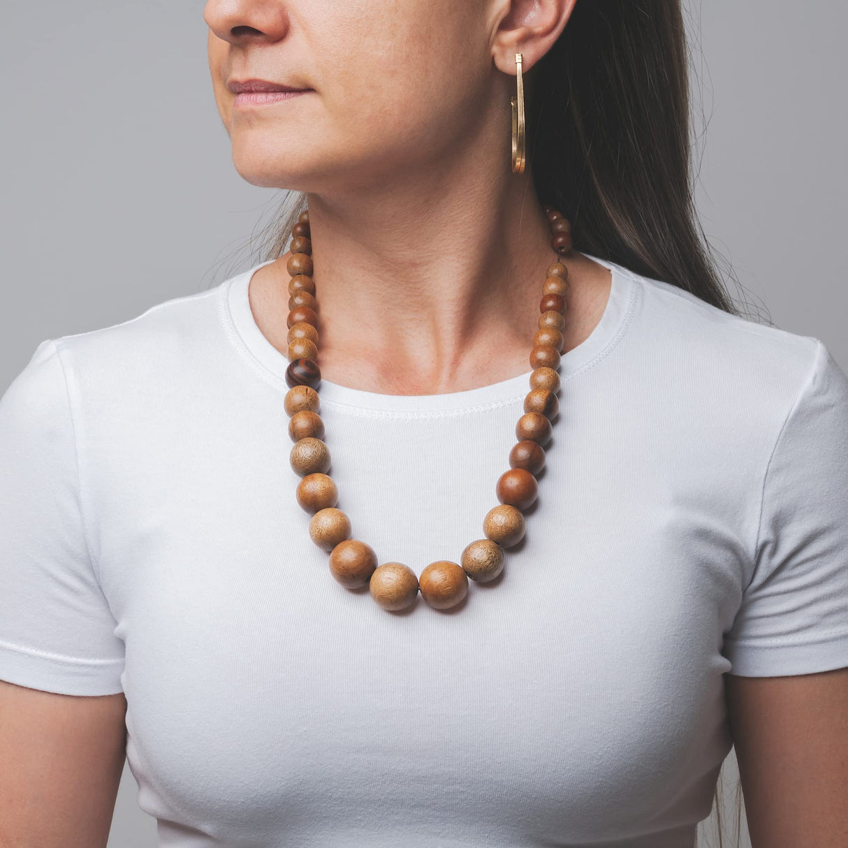 Nanalou Wooden Beads Necklace (Walnut) Nanalou