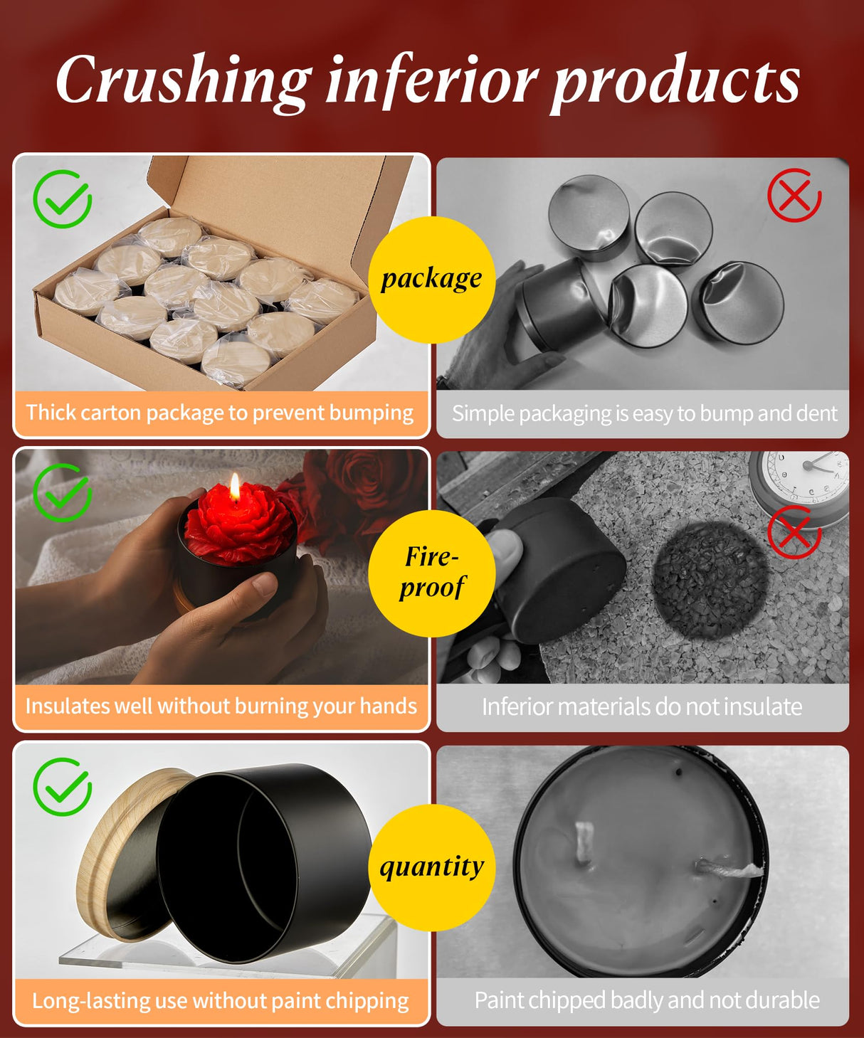 MGLIFEUL Candle Tins Jars Container Vessels for Making 4 8 Oz Black Empty Candle Tins Can Gift Box Packaging Plate with Lids Wax Container Bulk Making DIY Candle Supplies Accessories(Black,4oz,12pcs) MGLIFEUL