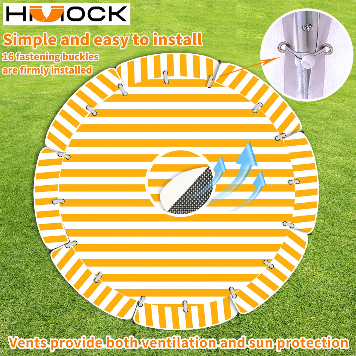 HMOCK Trampoline Shade Cover 16 Ft Round with Air Vent Anti-UV No Standing Water Suitable for 16Ft Round Trampoline Accessories 16ft Yellow HMOCK