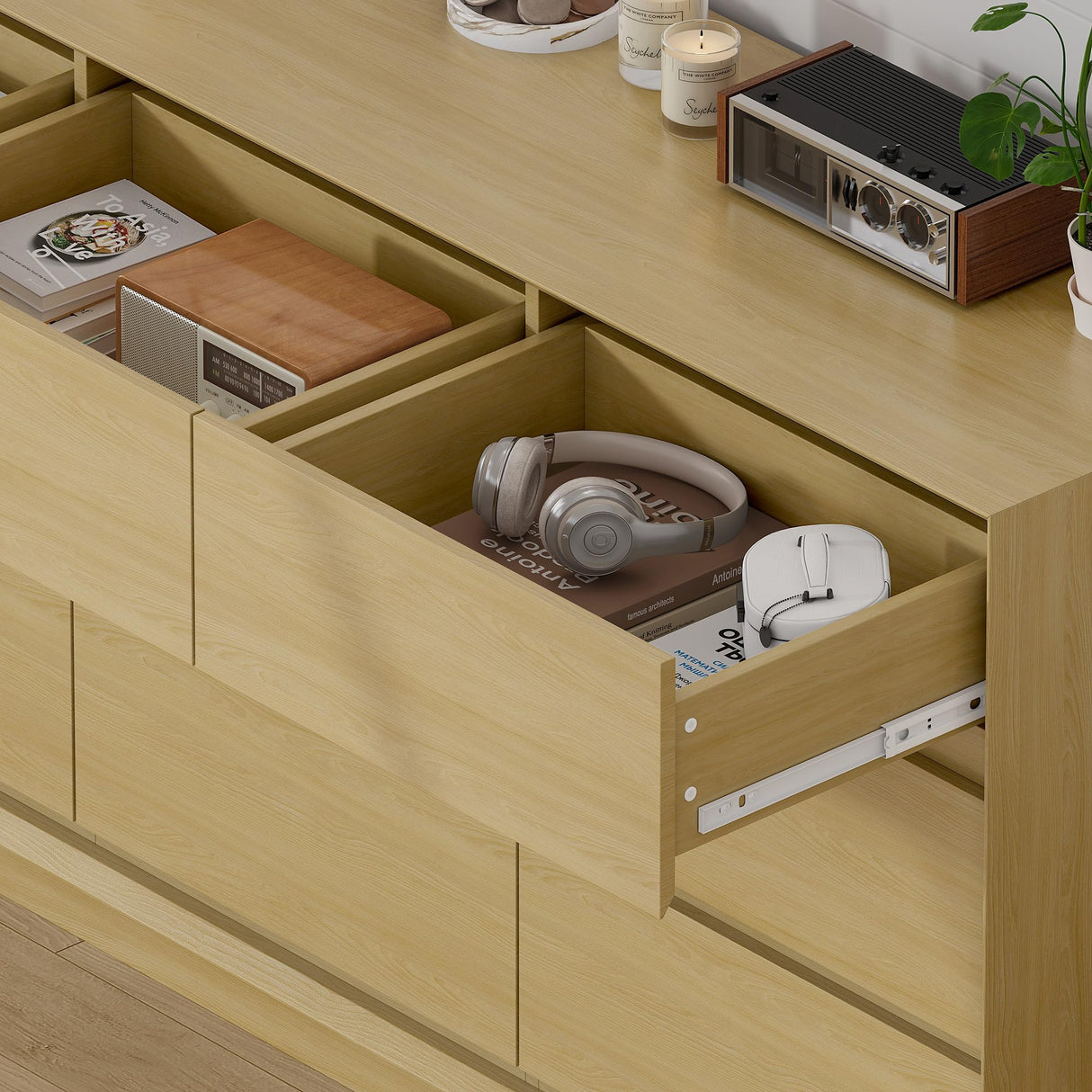 wanan 63'' Wooden Dresser for Bedroom, Large Dresser with 9 Deep Chests of Drawers for Bedroom, Living Room, Closet wanan