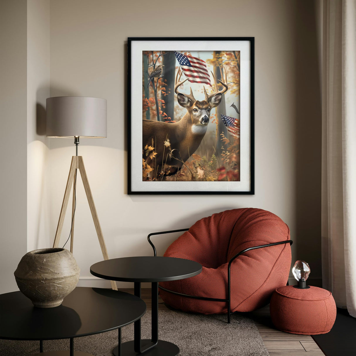 TZTTZT Diamond Art Kits for Adults, American Flag Deer Round 5D Diamond Painting Kits for Adults Beginners, Frameless Diamond Painting Craft Paint by Diamonds for Home Wall Decor 12x16 Inch TZTTZT