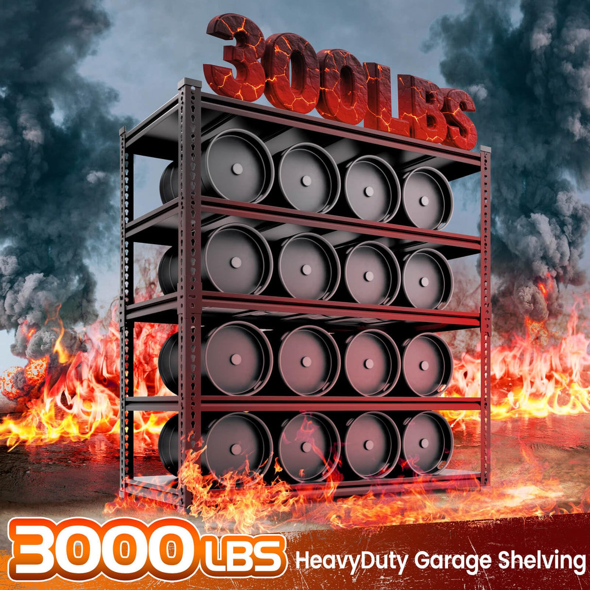 Lauxery Heavy-Duty Garage Shelving Unit | 3000lbs Capacity | Easy Assembly | Innovative Honeycomb Shelves | 5-Tier Adjustable Industrial Shelf for Basement/Pantry/Warehouse| 72" H x 48" W x 18.9" D Lauxery