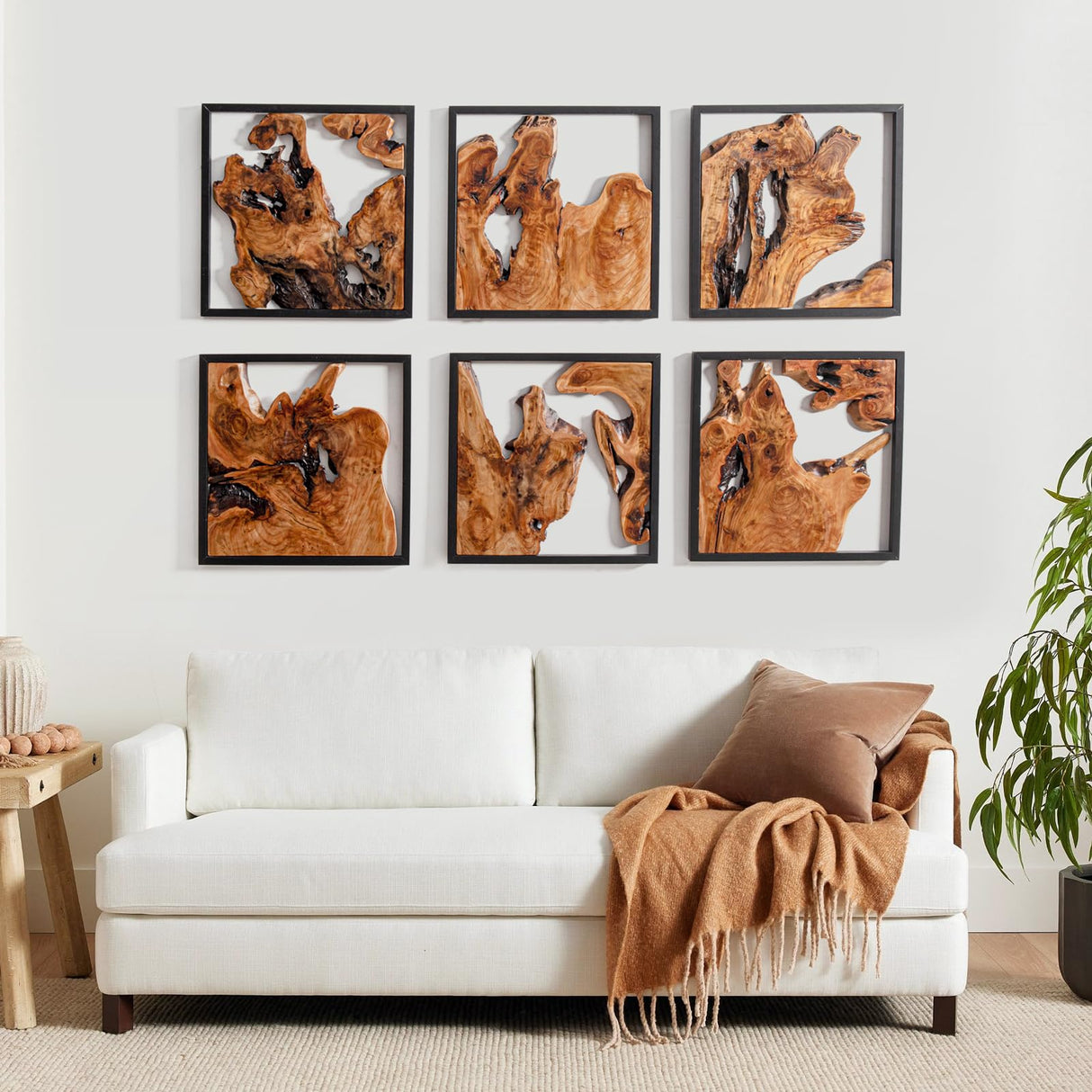 2 Pieces Rustic Cedar Wood Wall Decor Live Edge Wall Art Décor WELLAND