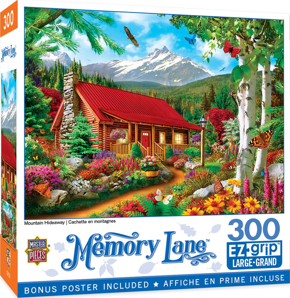 MasterPieces - 300 Piece Jigsaw Puzzle, Large EZ Grip Shapes, Mountain Hideaway, Fun for Adults, Seniors, Family, Kids, Non-Glare Finish, 18"x24" Masterpieces