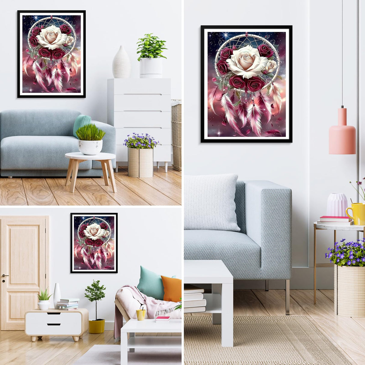 MXJSUA Dream Catcher 5D Diamond Painting Kits for Adults, Diamond Art Kits for Beginner, DIY Full Round Drill Diamond Dots Gem Art Kits for Home Wall Decor 12x16 Inch MXJSUA