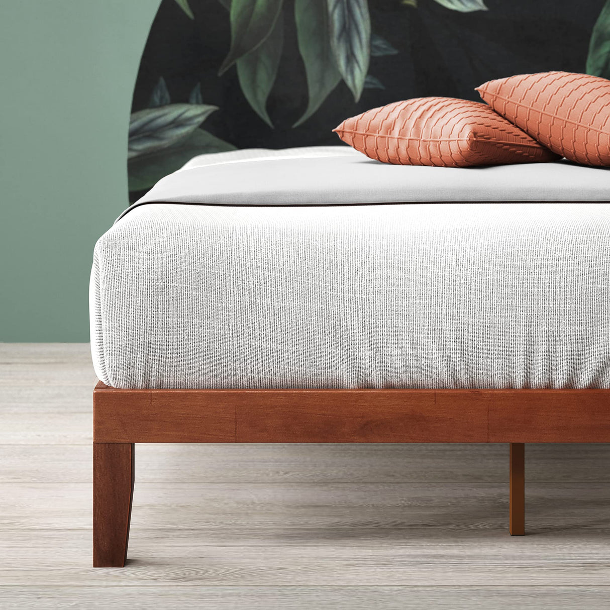 Zinus Wen Wood Platform Bed Frame - Elegant Cherry Finish, No Box Spring Needed, Easy Assembly, Queen Size Zinus