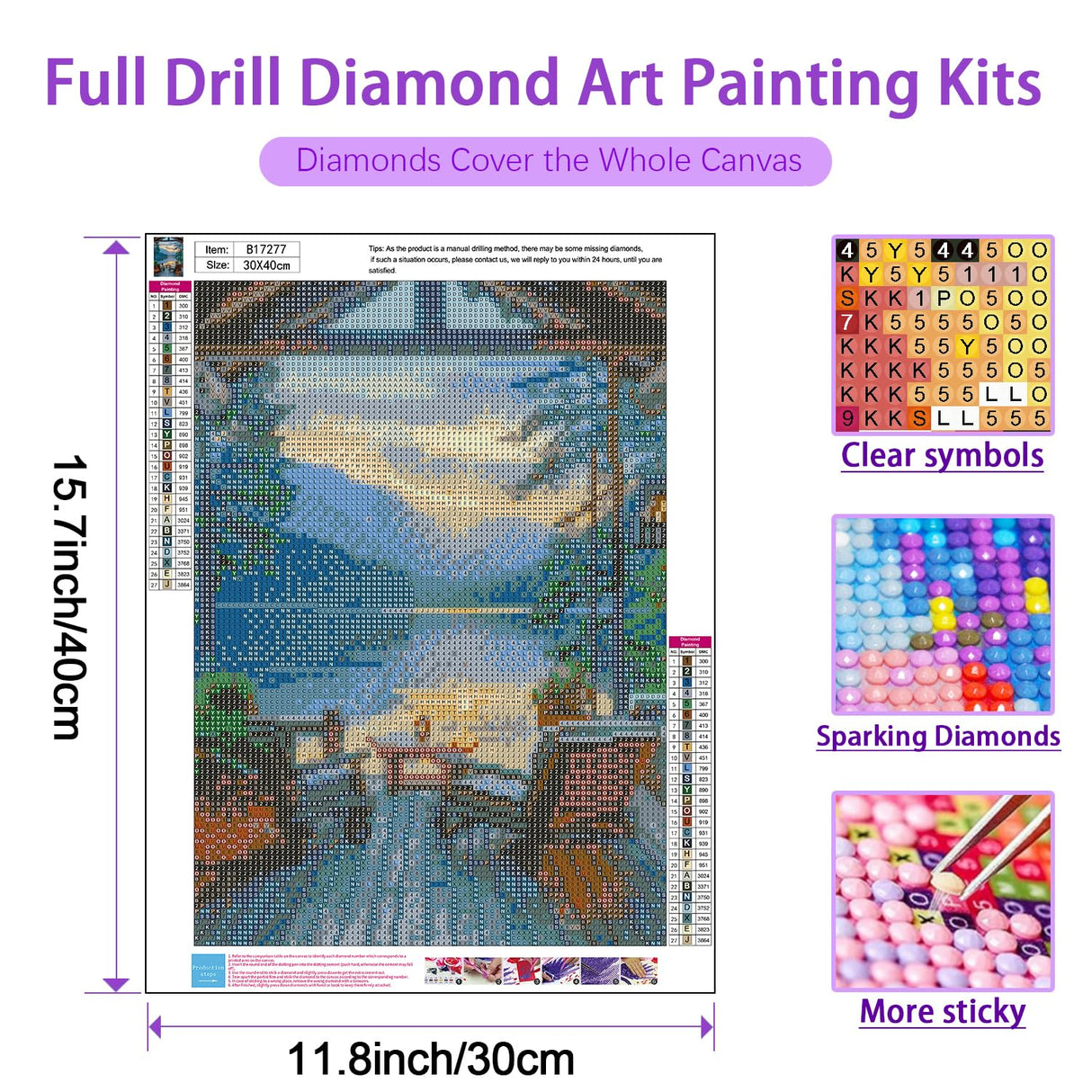 JXDXDJ Landscape Diamond Art Kits for Adults,Tree 5D Diamond Painting Kits Round Diamond Dots for Adults,DIY Full Drill Painting Kit Art and Crafts Gem Art for Adult Home Wall Decor 12 X 16 Inch JXDXDJ