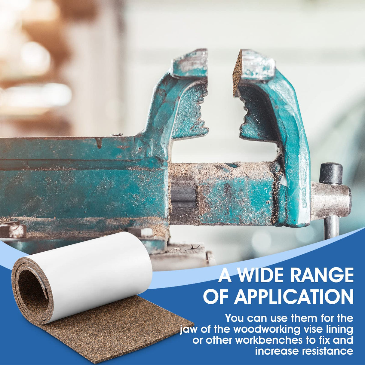 Cork Rubber Vise Jaw Lining 36 Inch Long 5.91 Inch Wide 1/8 Inch Thick Soft Vise Jaw Pads Rubber Cork Sheet Covers for Woodworking Vise Lining Clamp Faces (with Pressure Sensitive Adhesive) Sumind