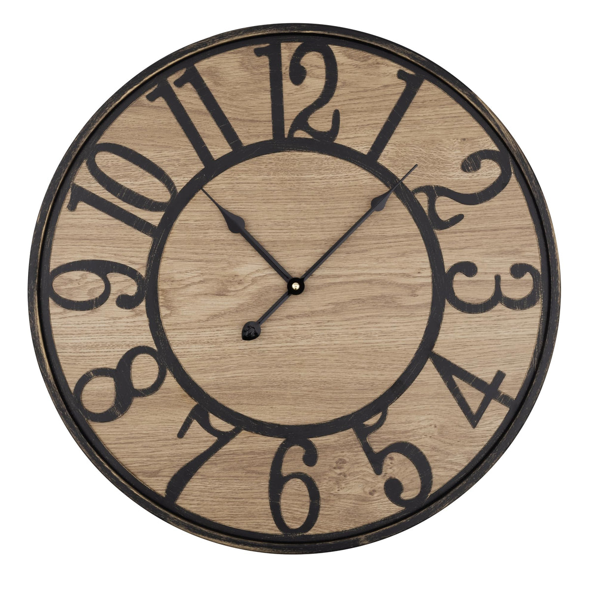 Maxstar Wall Clock Silent Bronze Rustic Farmhouse Metal & Wood Clocks with Arabic Numeral, Battery Operated Wall Clocks Decorative for Living Room Bedroom Office Home Decor 13inch Maxstar