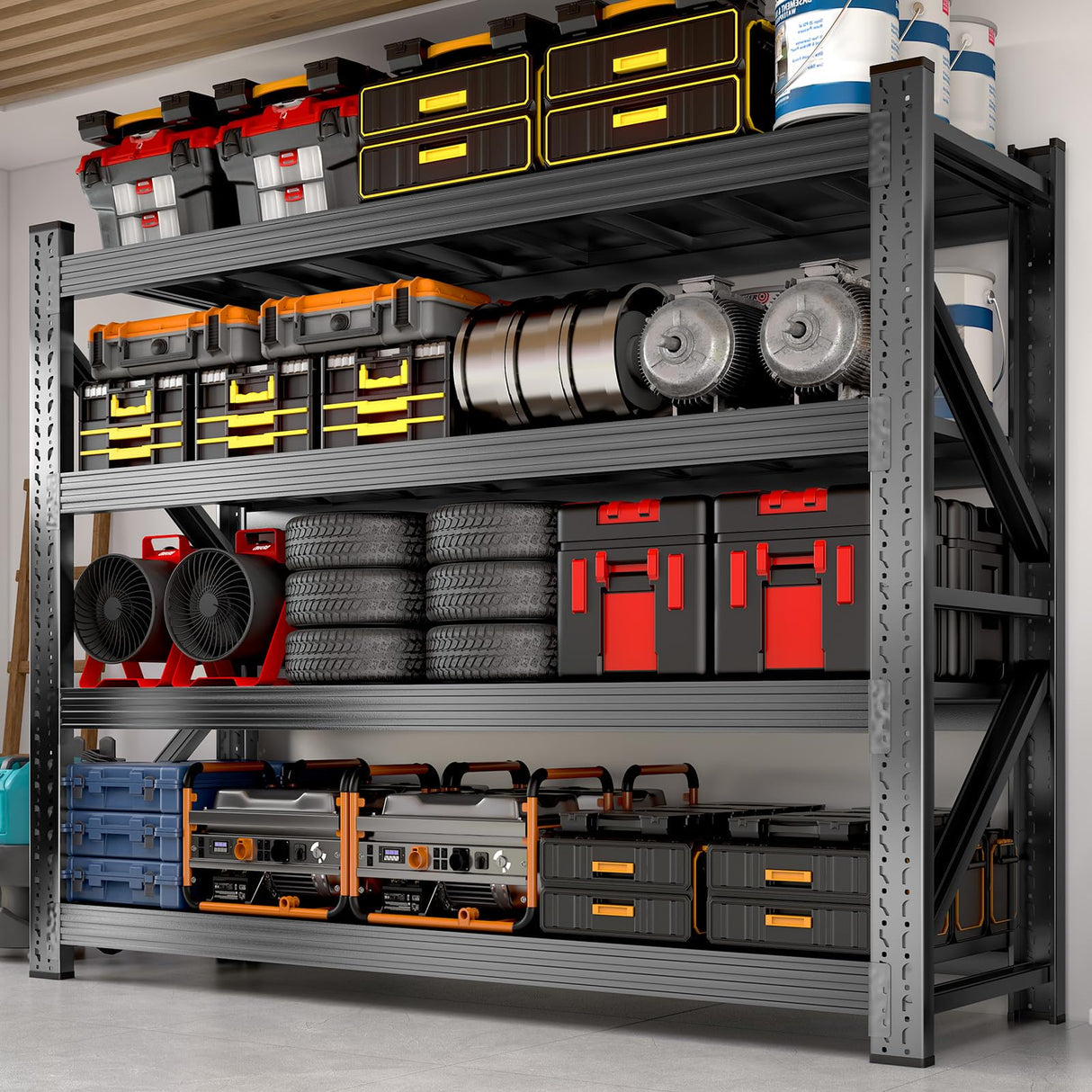 71" W Heavy Duty Garage Shelving, 6000LBS Garage Storage Shelves Industrial Shelving Unit, 5 Tier Adjustable Metal Shelving for Basement, Shop, Warehouse, 71" W x 24" D x 71" H Umeiga