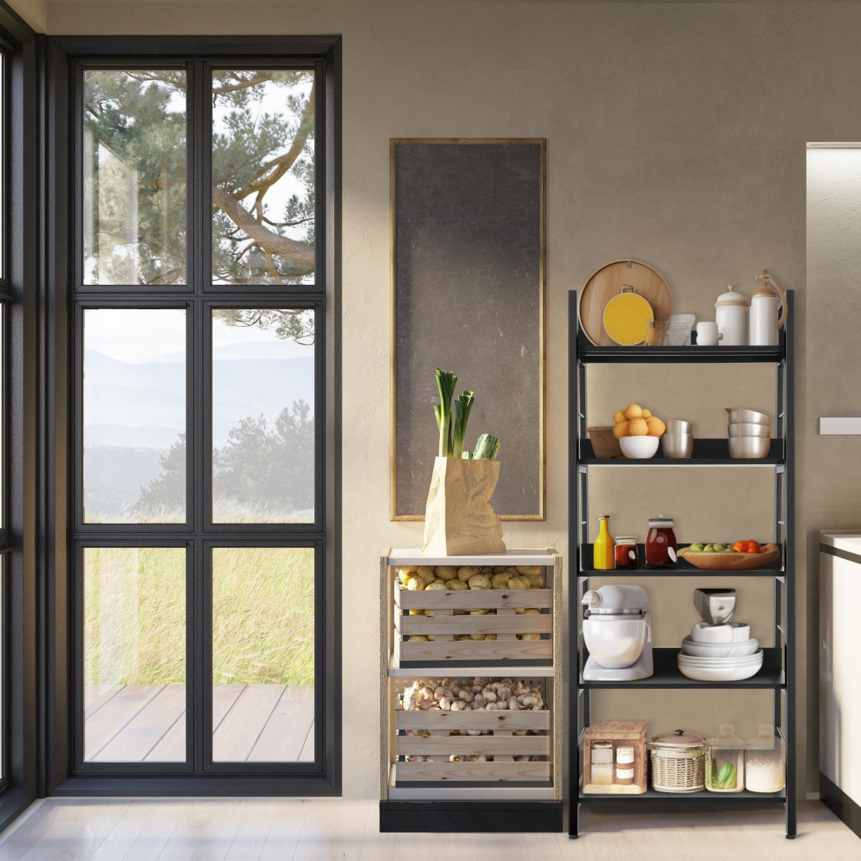 Himimi Black Ladder Bookshelf, 5 Shelf Bookcase Industrial Bookshelf Wood and Metal Bookshelves, Plant Flower Stand Rack Book Storage Shelves for Living Room, Bedroom, Home Office (2 PCS) Himimi