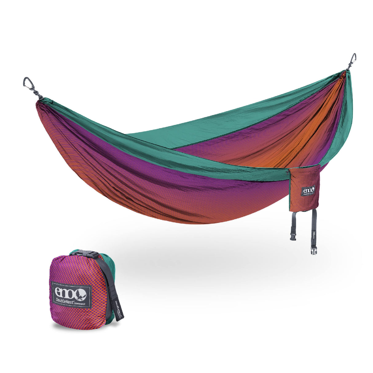 ENO DoubleNest Hammock - Lightweight, Portable, 1 to 2 Person Hammock - for Camping, Hiking, Backpacking, Travel, a Festival, or The Beach - Fade/Seaglass ENO