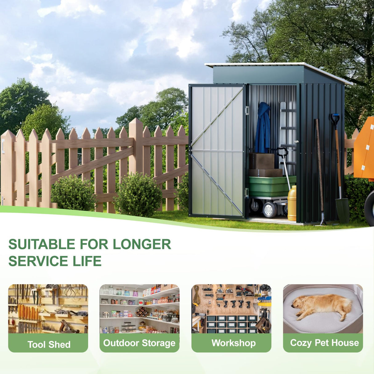 5x3FT Vertical Outdoor Steel Storage Shed with Floor Frame, Lockable Doors, Compact Metal Tool Shed for Garden, Backyard, Patio, Utility, and Bike Storage BreezZ