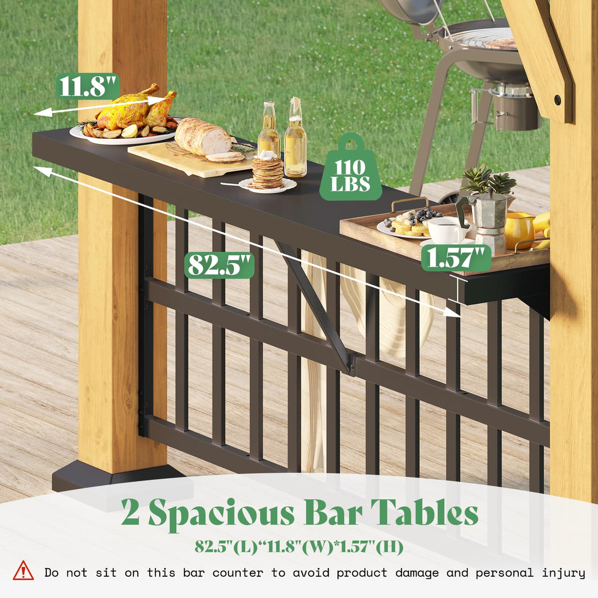 AMERLIFE Solid Wood Gazebo, Hardtop Gazebo with Metal Steel Gable Roof with Guest House for Garden, Porch, Patio, Black + Natural Wood (9 x10FT) AMERLIFE