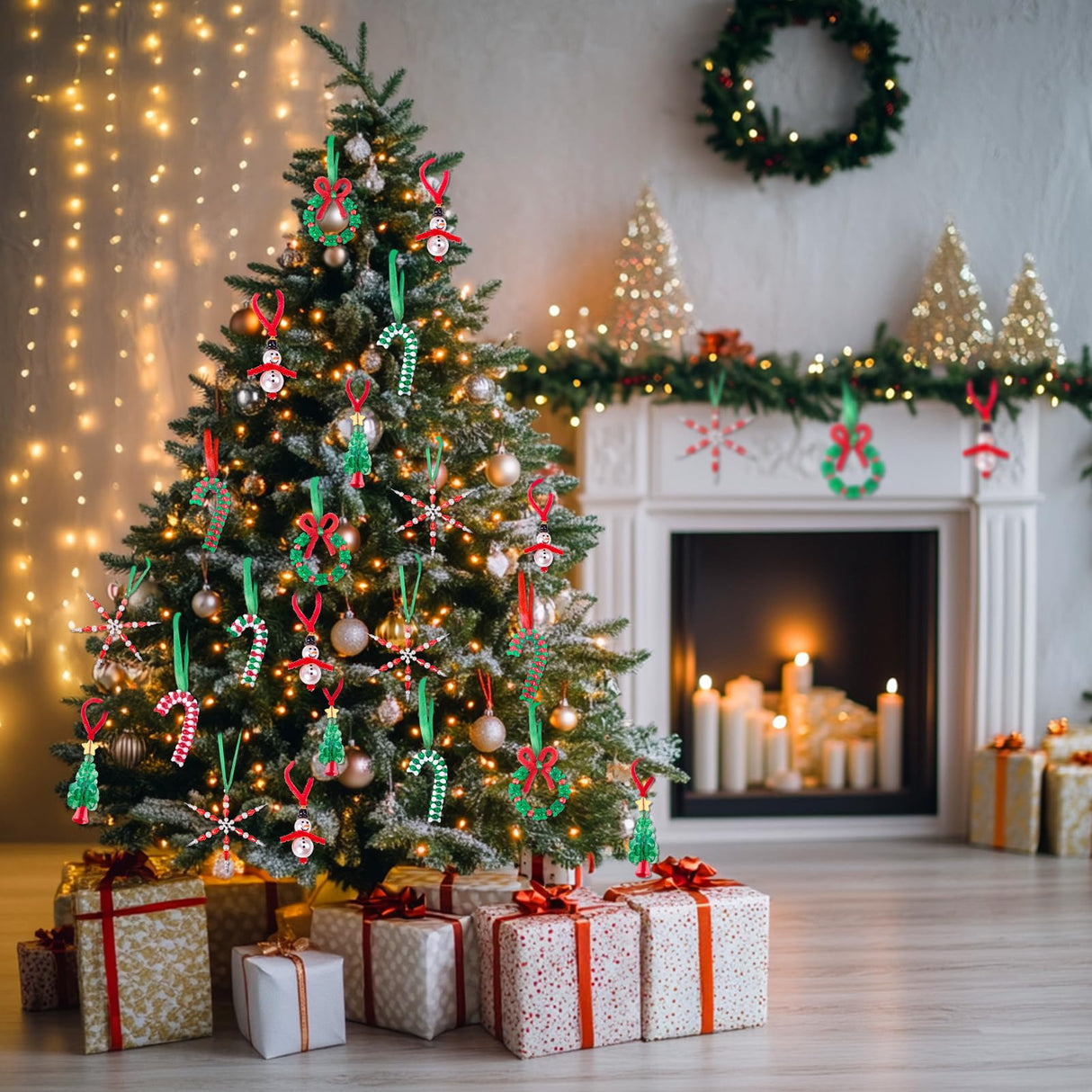 NLUS Christmas Crafts for Kids Adults, 45 Pcs Christmas Beaded Ornament Kits Holiday Crafts - Including Snowman/Christmas Tree/Wreath/Candy Cane/Snowflake (Assembly Required) NLUS