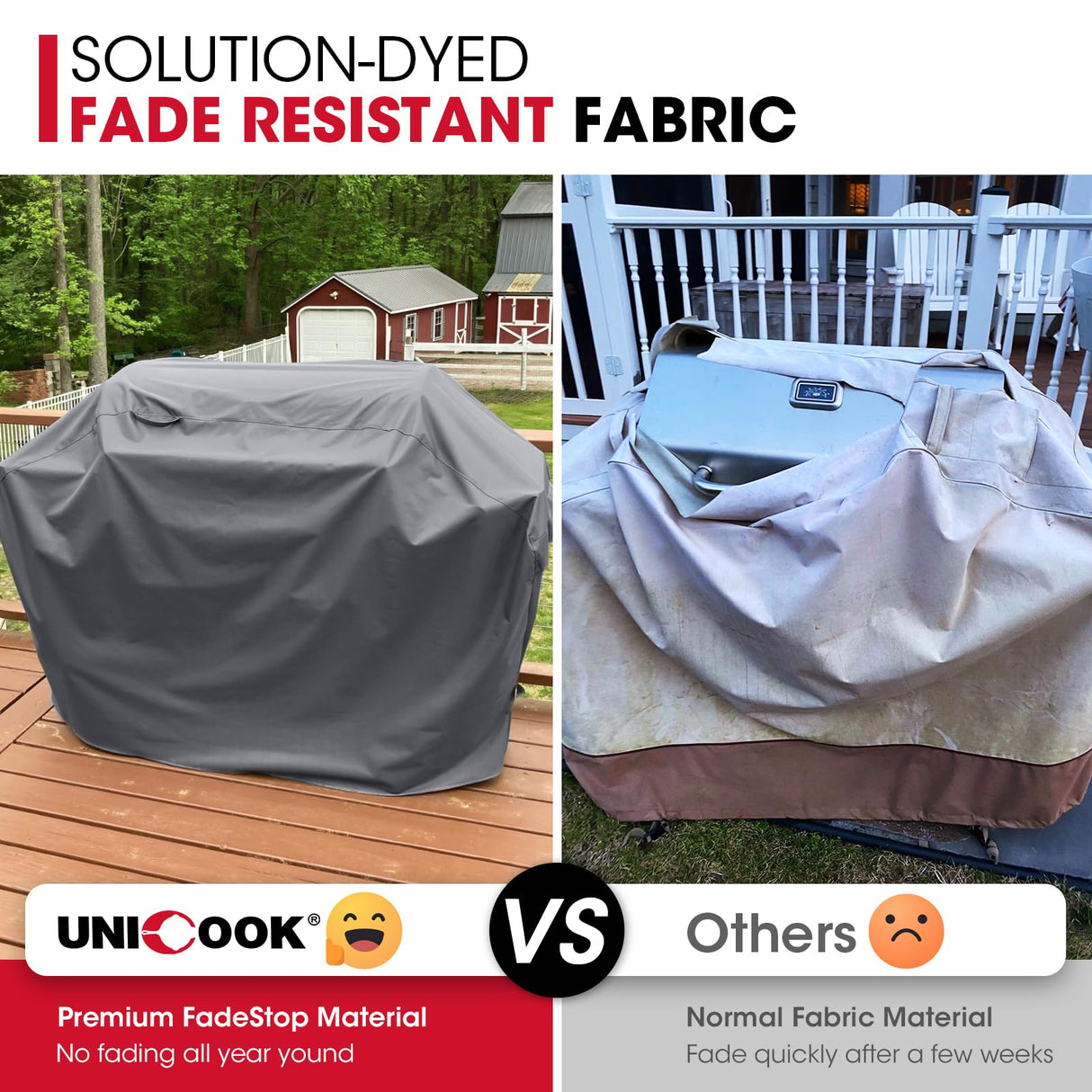 Unicook Grill Cover 75 Inch, Outdoor Heavy Duty Waterproof BBQ Grill Cover, UV & Fade Resistant Material, Compatible with Weber, Char-Broil, Nexgrill and More Grills, All Weather Resistant, Grey Unicook
