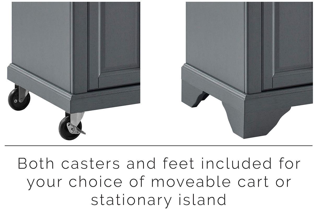 Crosley Furniture Avery Kitchen Island with Storage Shelves, Microwave Stand, Coffee Bar, Gray Crosley Furniture