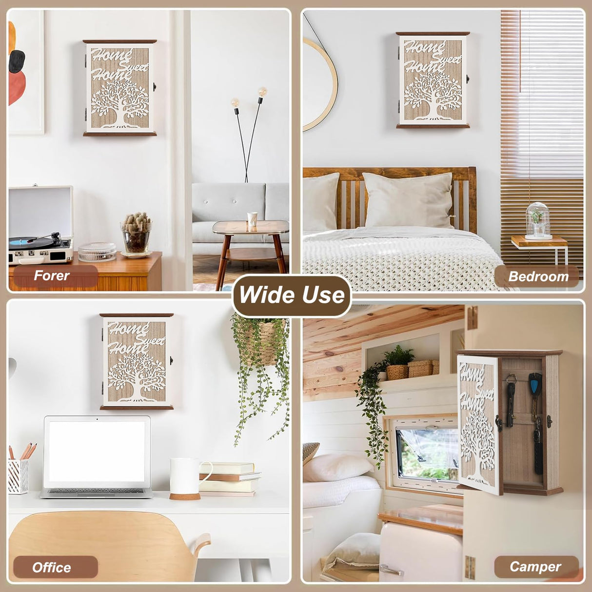 QILICHZ Key Holder Wall Mount,Decorative Key Holder for Wall, Wood Key Box,Wooden Wall Key Holder,Wood Key Rack,Farmhouse Key Rack Wall Mount,6 Hooks for Entryway Doorway Hallway,White QILICHZ