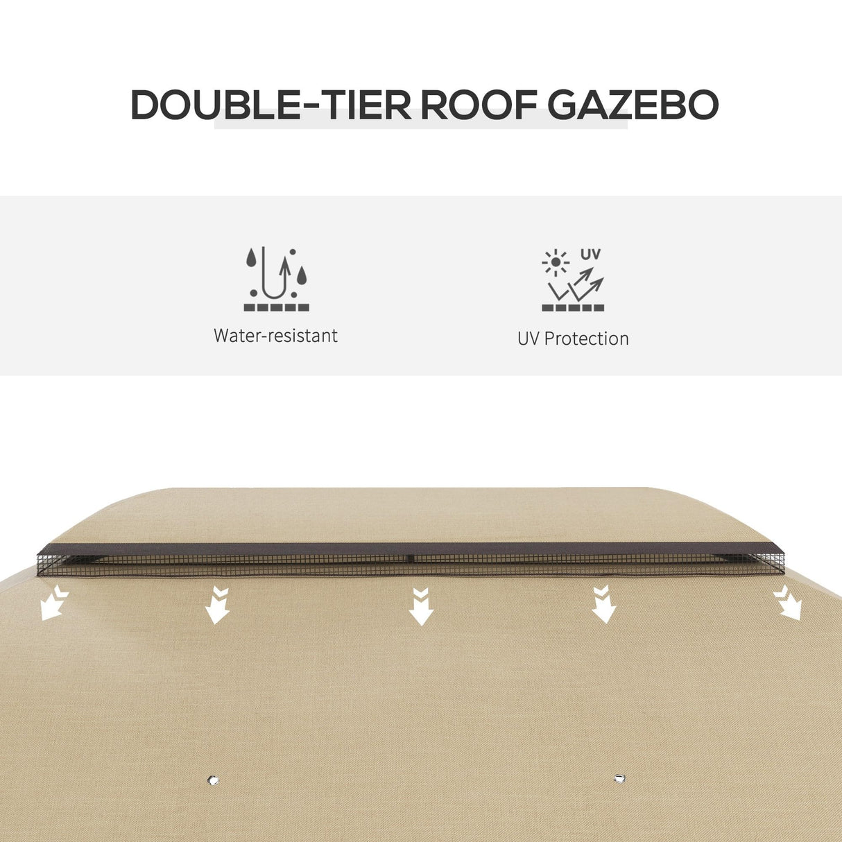 Outsunny 10' x 13' Patio Gazebo, Outdoor Gazebo Canopy Shelter with Netting, Vented Roof, Steel Frame for Garden, Lawn, Backyard, and Deck, Beige Outsunny