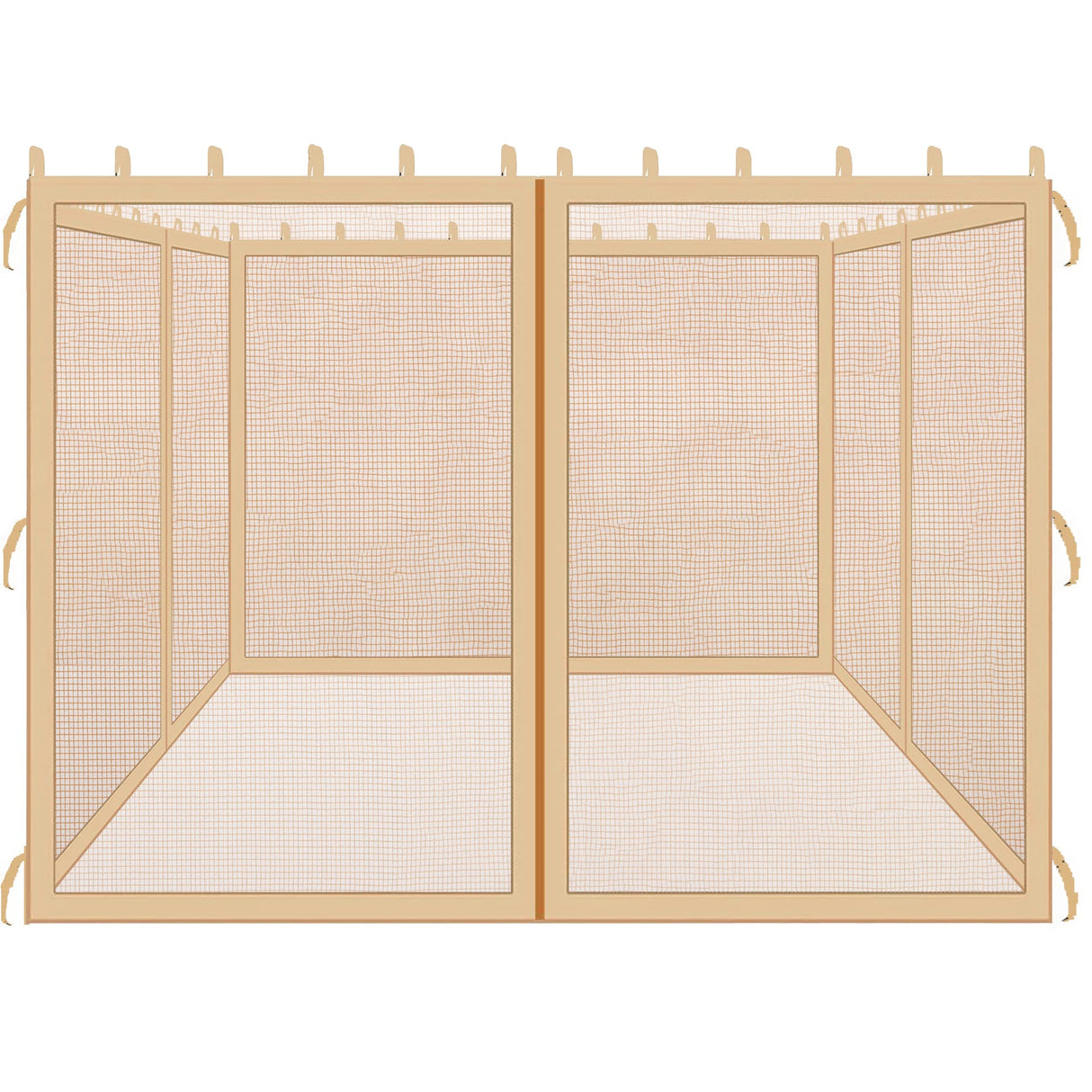 Coverify Replacement Gazebo Mosquito Netting 10x10FT, Universal Outdoor Pergola 4-Panel Patio Screen Walls with Zipper (Mosquito Netting ONLY, Brown) Coverify