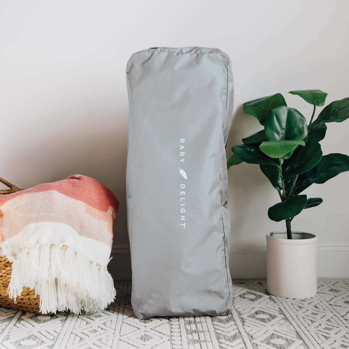 Baby Delight Lunaire Full Size Crib & Playard | Breathable Mesh Baby Crib | Tool-Free Assembly Baby Bed | Pebble Grey Baby Delight